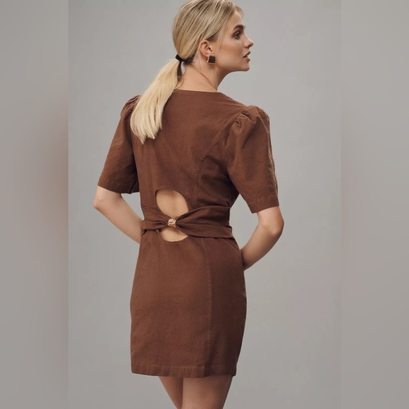 NWT Maeve Puff-Sleeve Back-Cutout Mini Dress- Size Medium - Picture 2 of 8